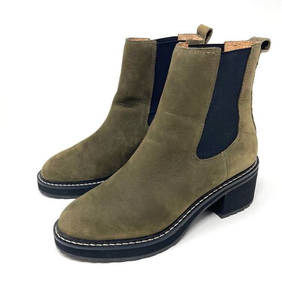 Madewell The Carina Platform Chelsea Leather Boot Cargo Green Women's 8.5 $228 - Picture 6 of 10